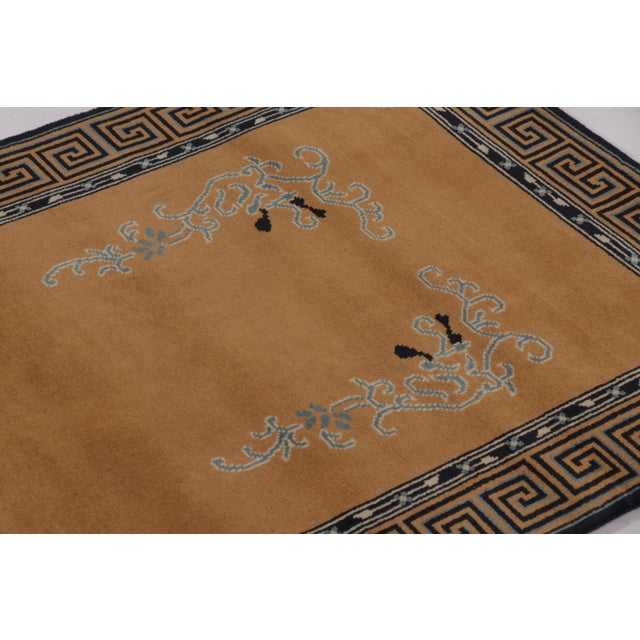 Rug & Kilim Rug & Kilim’s Chinese Art Deco Inspired Runner Rug, Brown With Greek Key Border For Sale - Image 4 of 8