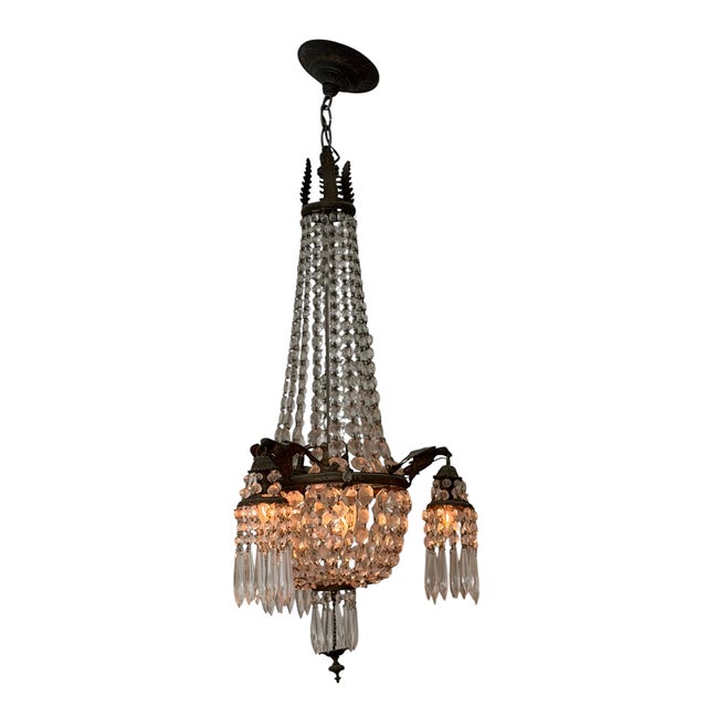 Antique French Crystal Chandelier.