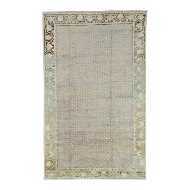 1950s Neutral Wool Pile Hand-Knotted Rug - 4’7” X 7’4” For Sale