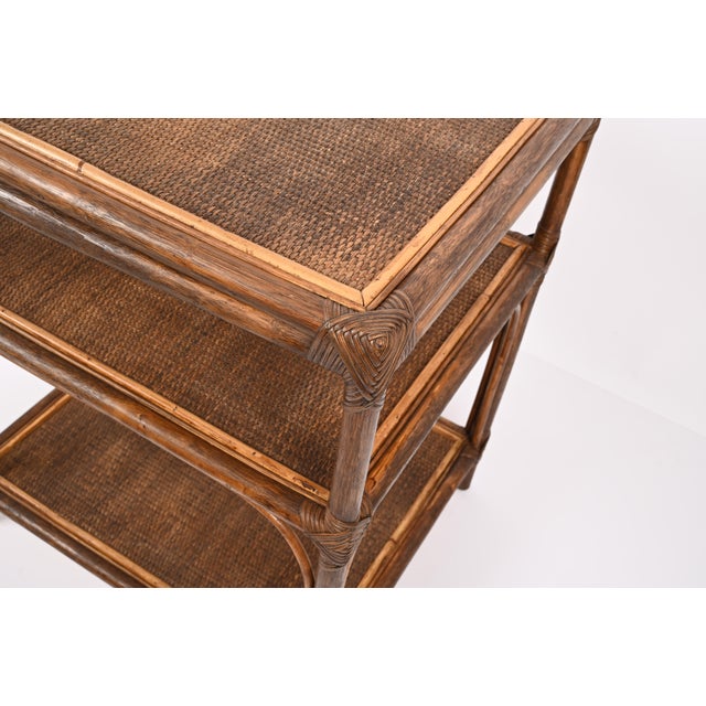 Mid-Century Bamboo and Rattan Shelf, Italy, 1960s For Sale - Image 10 of 15