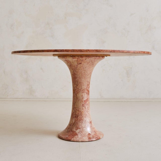 Italian Pink + Red Marble Pedestal Dining or Center Table, 1970s For Sale In Chicago - Image 6 of 10