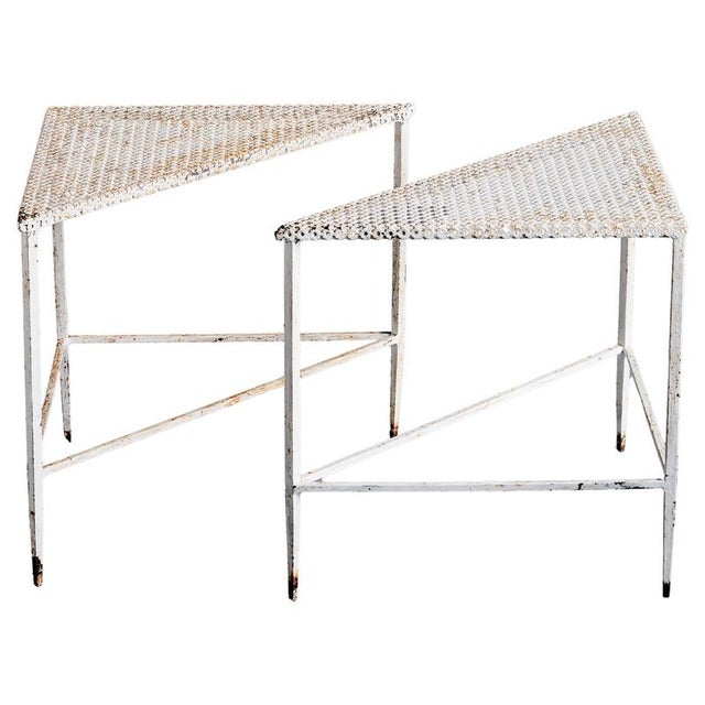 Triangular Side Tables attributed to Mathieu Matégot, France, 1950s, Set of 2 For Sale - Image 11 of 11