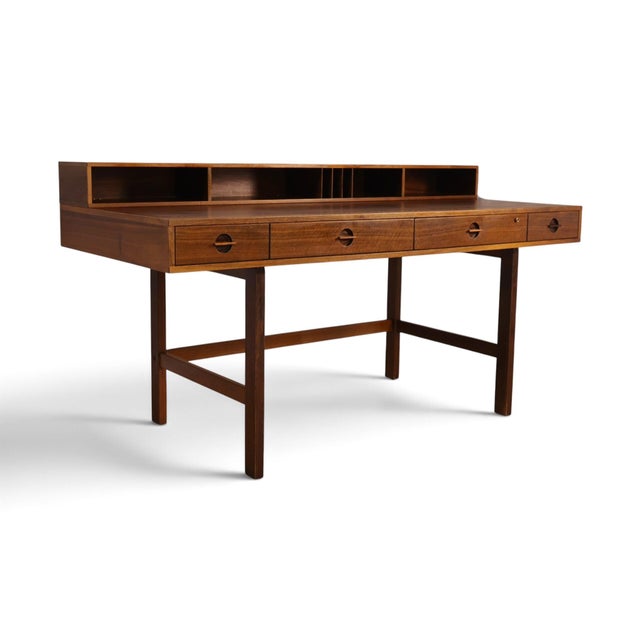 Peter Lovig Danish Vintage Mid Century Modern Flip Top Teak Desk C. 1970s For Sale - Image 9 of 15