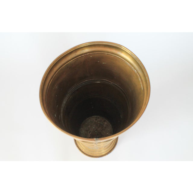 Vintage Brass Lion Head Umbrella Stand W/ Intricate Medallion For Sale - Image 9 of 13