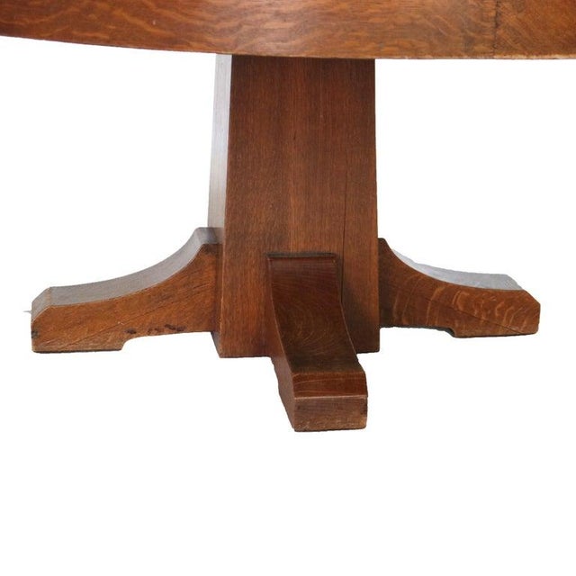 Antique L. J. & G. Stickley Oak Dining Table With Three Leaves Signed C1910 For Sale - Image 11 of 17