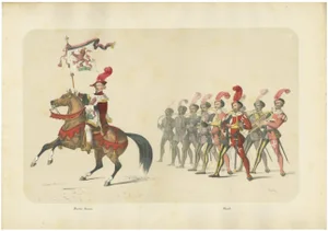 H. Jenny, Marten Banner Carrier and Swiss Military Musicians in Festive Procession, 1855, Print