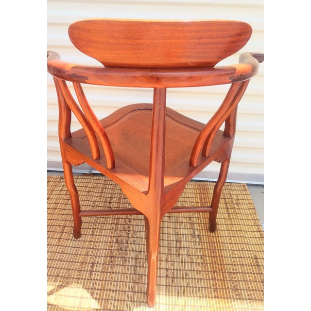 Wood Vintage Mahogany Asian Chinoiserie Style Corner Side Chair- a Pair For Sale - Image 7 of 9