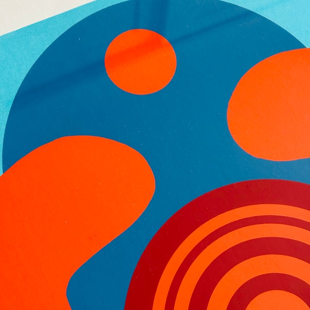 Blue Vintage Geometric Abstract Serigraph by Cabello For Sale - Image 8 of 15