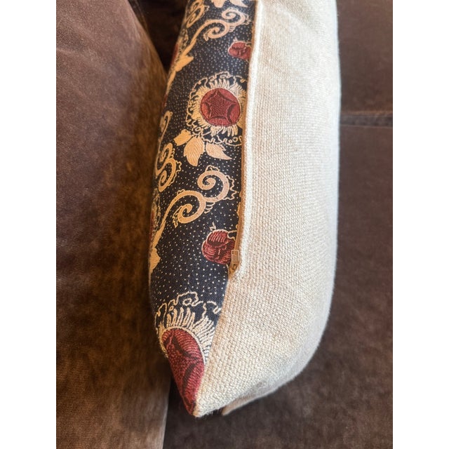 2020s Indigo Block Print Sean Leffers XL Lumbar Pillow For Sale - Image 5 of 7