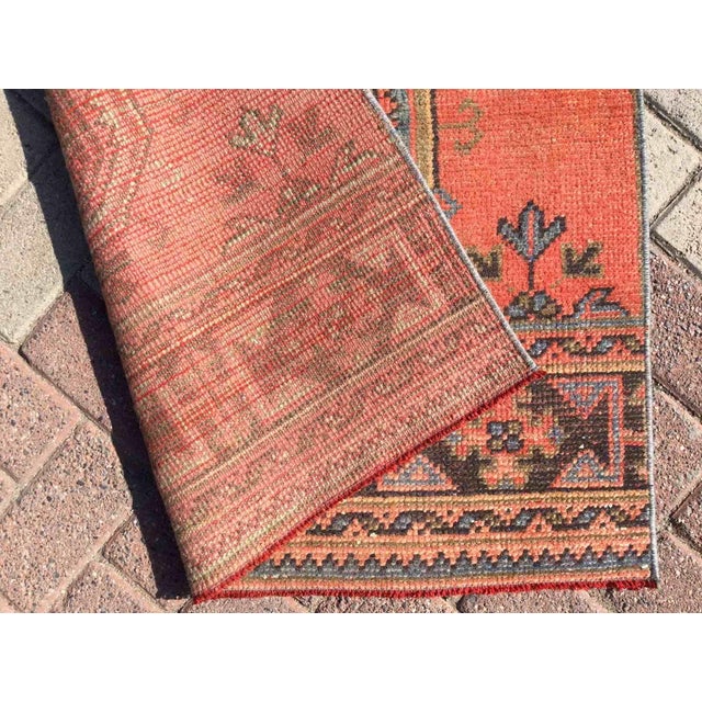 Red Vintage Handmade Turkish Runner Rug - 34" X 137" For Sale - Image 8 of 10