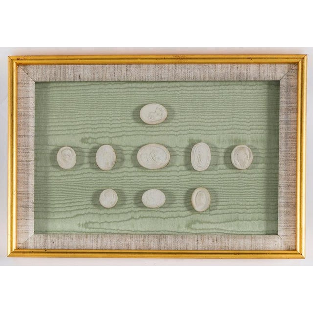 Gold Antique Framed Plaster Grand Tour Intaglios, 19th Century, Set of 2 For Sale - Image 8 of 13