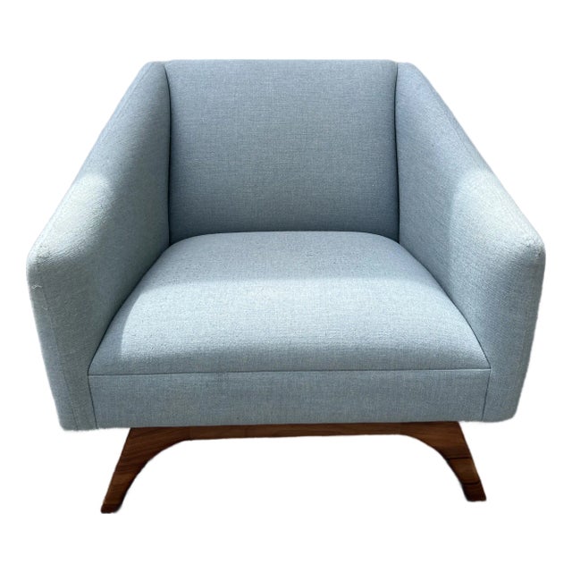 Modern Cube Lounge Chairs With Walnut Base For Sale