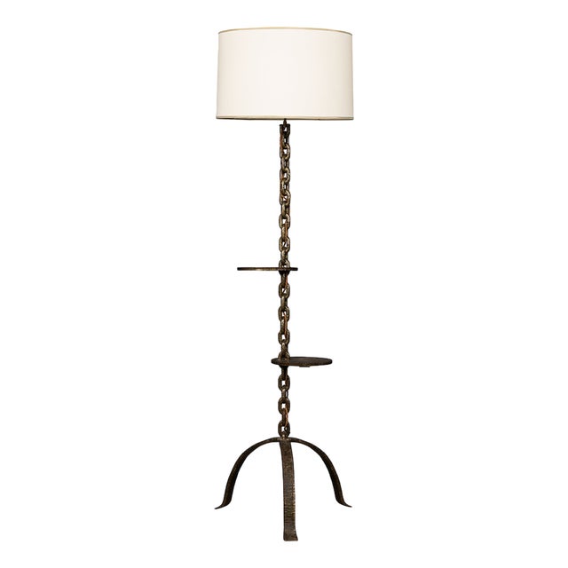 20th Century French Anchor Chain Freestanding Lamp with Shelves, 1930s For Sale