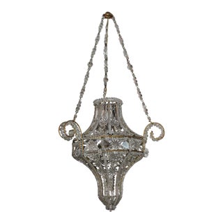 Antique Authentic Maison Bagues Louis XVI Style Beaded Crystal Lantern Style Chandelier For Sale