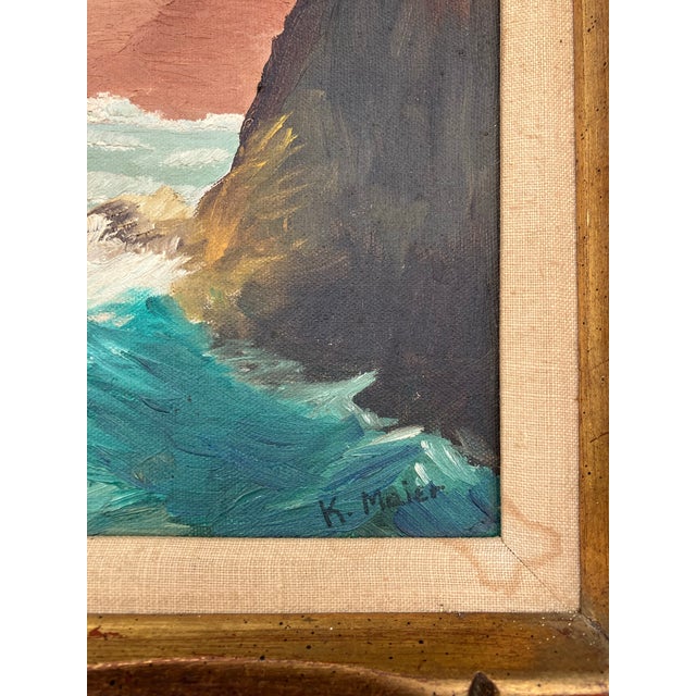 Original 9 x 12 painting on stretched canvas Signed bottom right Overall size with original carved wood frame with aged &...