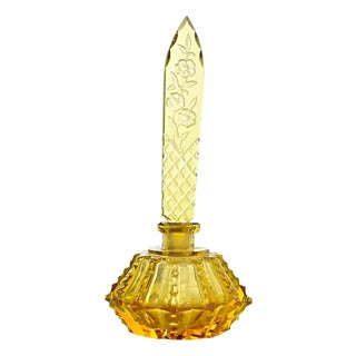 Vintage Art Deco Bohemian Crystal Perfume Bottle, Czech, 1930s For Sale