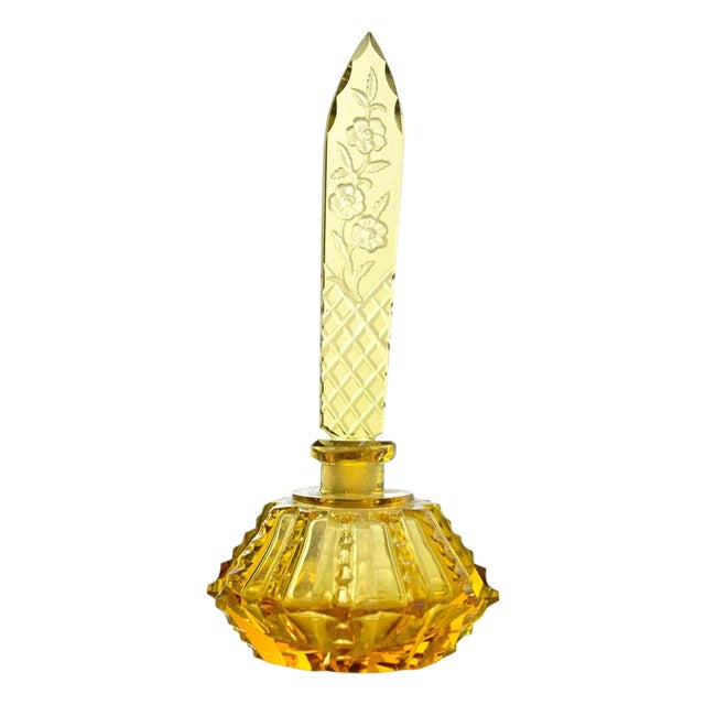 Vintage Art Deco Bohemian Crystal Perfume Bottle, Czech, 1930s For Sale