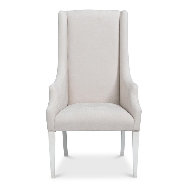 Art Deco Upholstered Host Dining Chair in Ivory Chenille For Sale - Image 3 of 11