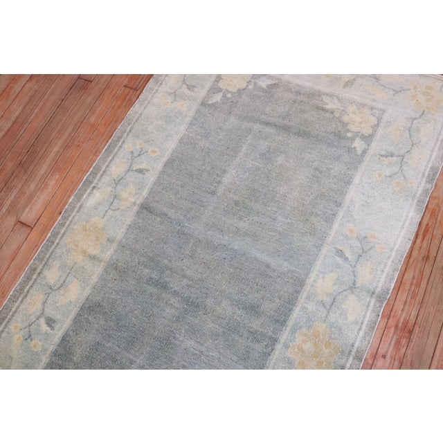 Navy Blue Zabihi Collection Antique Neutral Floral Chinese Peking Rug - 3' x 5'9" For Sale - Image 8 of 8