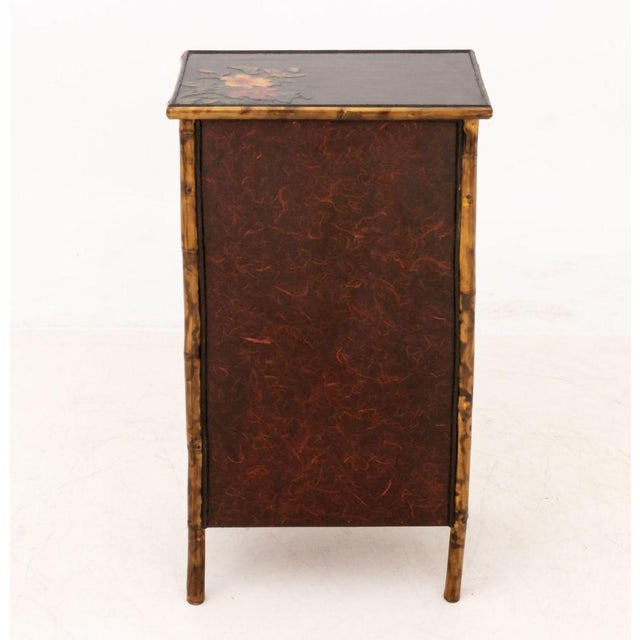 Brown Chinese Bamboo and Painted Lacquer Panel Cabinet For Sale - Image 8 of 8