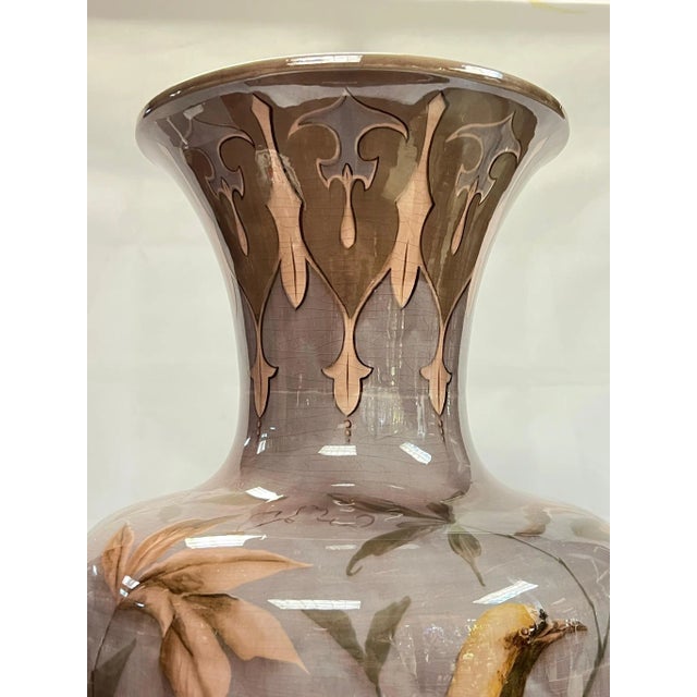 Monumental Austrian Glazed Faience Bird motif Vase by Gerbing &amp; Stephan For Sale In New York - Image 6 of 12