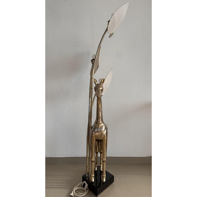 Metal Brass 3-Light Giraffe Floor Lamp attributed to Antonio Pavia, 1970s For Sale - Image 7 of 18