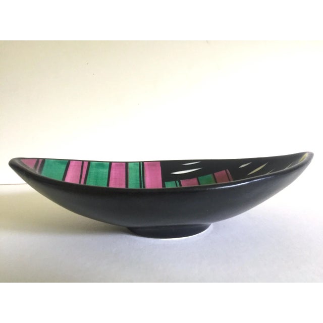 Mid-Century Modern Vintage Mid Century Modern West German Schramberg Venezia Hand Painted Ceramic Art Pottery Elipse Bowl For Sale - Image 3 of 13