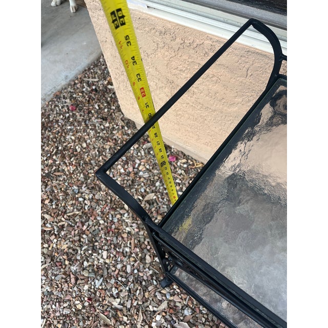 1970s Mid-Century Modern Woodard Style Patio Bistro Wrought Iron Serving Bar Tea Cart For Sale - Image 11 of 12