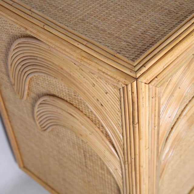 Light Yellow Palm Tree Sideboard in Rattan and Raffia For Sale - Image 8 of 18