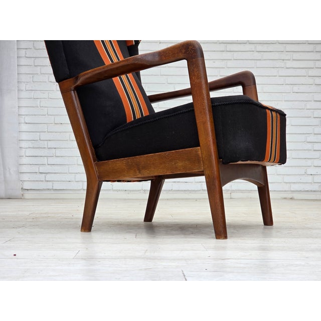 Danish Highback Armchair in Wool and Beech by Fritz Hansen, 1960s For Sale - Image 10 of 18