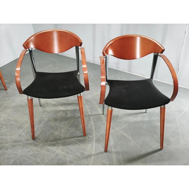Spanish Chrome, Wood, and Velvet Dining Chairs from Paco Capdell, 1980s, Set of 8 For Sale - Image 16 of 18