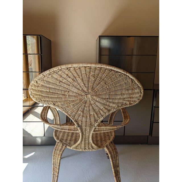 Wood 1960s Tropi-Cal Attributed to Danny Ho Fong Garden Patio Wicker Chair For Sale - Image 7 of 7
