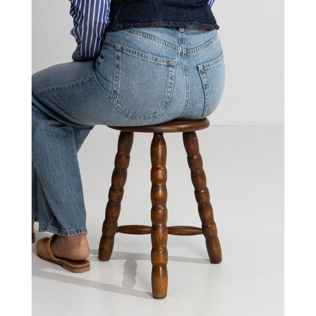 Mid-Century Modern 1970s French Bobbin Stool For Sale - Image 3 of 11