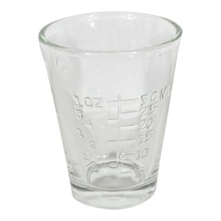 Vintage Embossed Glass Jigger, Bar Measure Measuring Cup For Sale