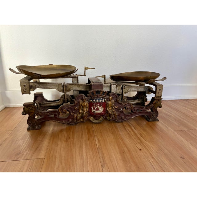 Rustic European Late-19th-Century Continental European Commercial Balance Scale With Heraldic Crest For Sale - Image 3 of 6