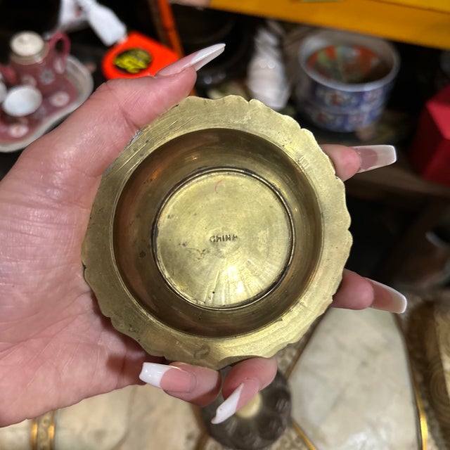 Small Vintage Brass Asian Style Ashtray For Sale - Image 4 of 4