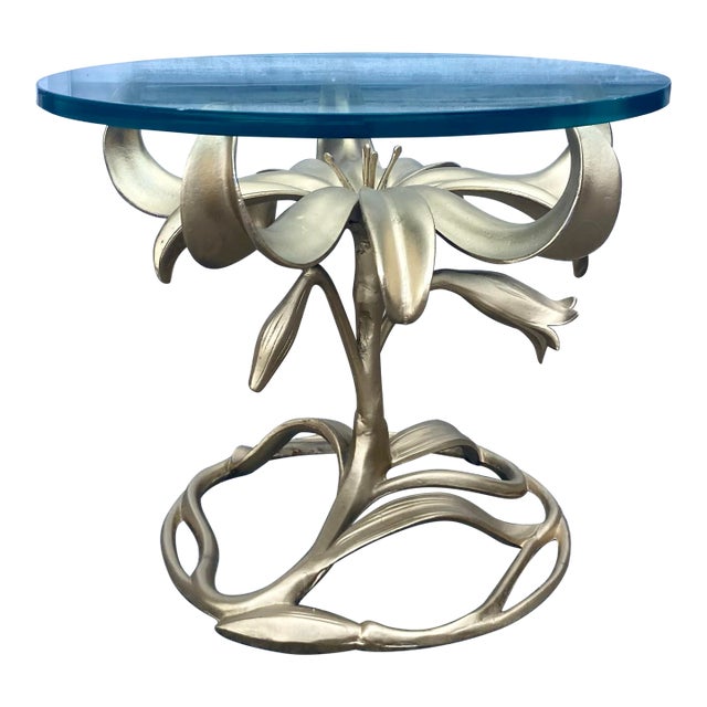 1960s Arthur Court Style Gilt Metal Lyli Side Table . For Sale