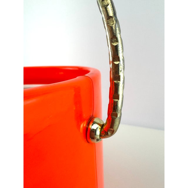 Mid-Century Modern 1960s Kraftware Bright Orange & Gold Mid-Century Modern Ice Bucket For Sale - Image 3 of 11