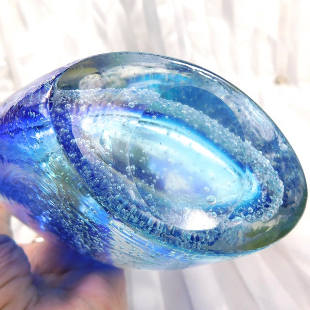 Blue Blue Bullicante Art Glass Vase With Center Hole For Sale - Image 8 of 8