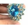 Bochic "Orient" Vintage Blue Topaz Cocktail Ring Set In 18K Gold & Silver For Sale - Image 16 of 18