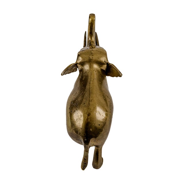 Brass Vintage Mid-Century Modern Solid Brass Elephant Figurine For Sale - Image 8 of 10