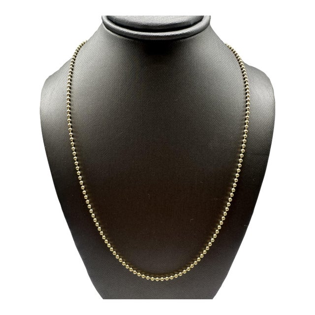 14kt Yellow Gold Ball Bead Chain – 16in, 1.85mm, New For Sale