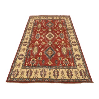 Kazak Rug 9’3” X 13’8” Red Wool Tribal Hand-Knotted Oriental Carpet For Sale