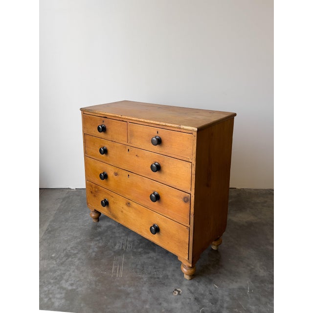 Antique English Pine Rustic Chest of Drawers With Black Knobs For Sale - Image 11 of 11