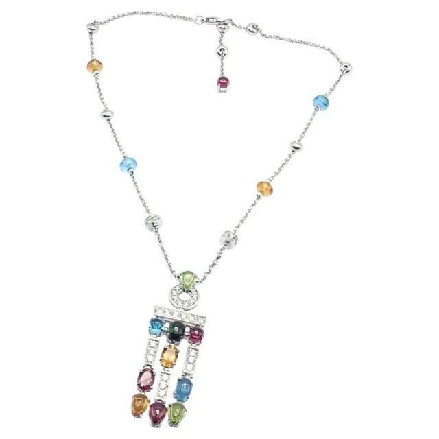 Contemporary 1990s Bulgari Allegra Diamond Color Stones White Gold Necklace For Sale - Image 3 of 10