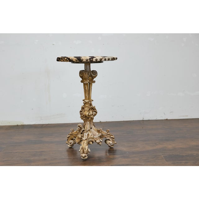 Gold Italian Baroque Revival 19th-Century Carved Gilt Table with Zebra Hide Top For Sale - Image 8 of 12