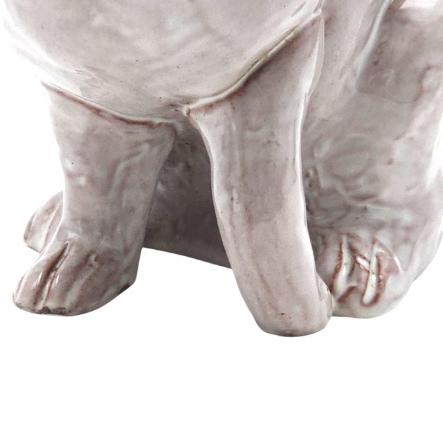VTG Studio Pottery Rabbit Sculpture White Glaze Glass EyesTerracotta 9" For Sale - Image 11 of 13