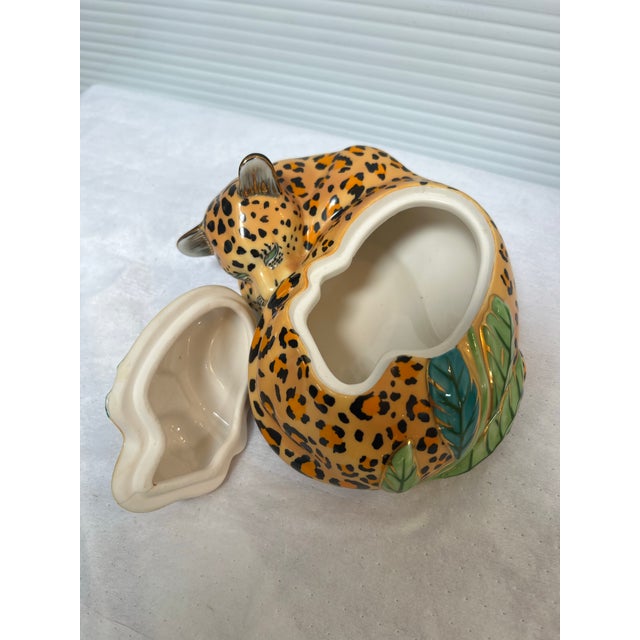 Lynn Chase Jaguar Jungle Covered Jar For Sale - Image 9 of 12