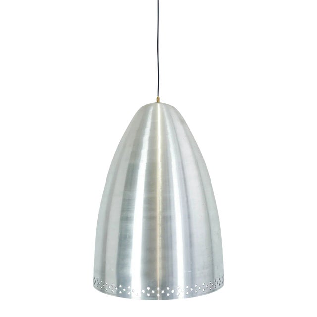 Vintage Industrial Perforated Aluminum Pendant Lamp For Sale