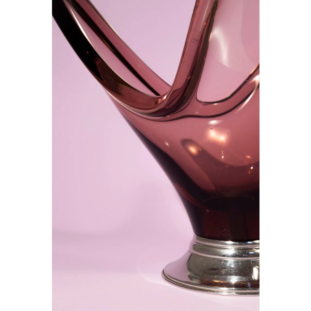 Purple Vintage 1960s - 70s Purple Art Glass Centerpiece For Sale - Image 8 of 10